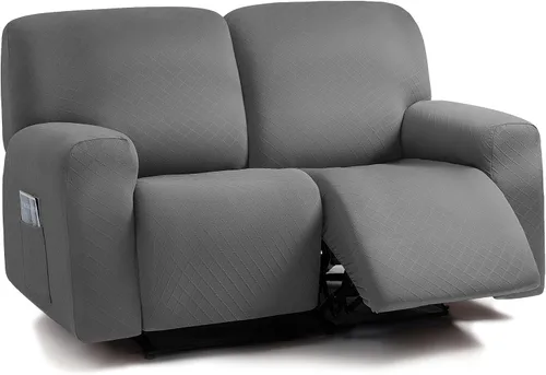Vista 33 de ULTICOR Fundas para sofá reclinable de 8 piezas con diseño de jacquard cuadrado, fundas elásticas para sofá reclinable de 3 cojines, gruesas, suaves