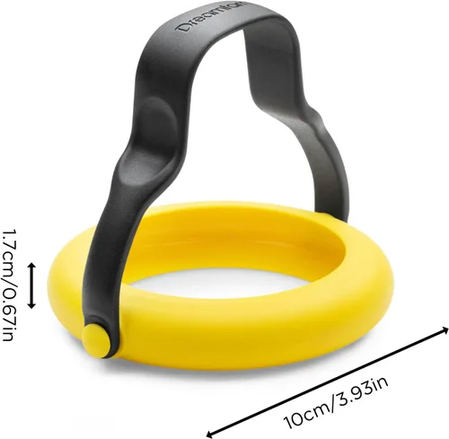 Vista 9 de Dreamfarm Flegg Anillos de Silicona Flexibles 3 en 1 para Huevos, Volteadores y Servidores Seguros en Antiadherente - Paquete de 2, Amarillo/Negro