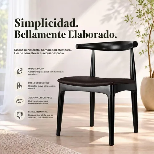 Vista 4 de 2xhome Solid Wooden Dining Chair Upholstered Faux Leather Cushioned Seat Modern Farmhouse Elbow Side Chair Home, Kitchen, Office, Meetings
