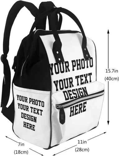Vista 2 de Adaptor Mochila de pañales personalizada con imagen/texto, impermeable, para mamá, al aire libre, viajes, Diy, Grande, Mochilas de viaje
