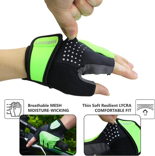 Vista 5 de Guantes de ciclismo para bicicleta de montaña para hombre, amortiguadores de gel SBR acolchados, palma antideslizante, ultra transpirables