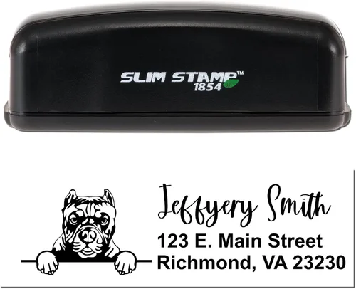 Vista 131 de American Bulldog Stamp Duo, Custom Return Address for Dog Lovers, Personalized Mail Mark for Letters and Cards