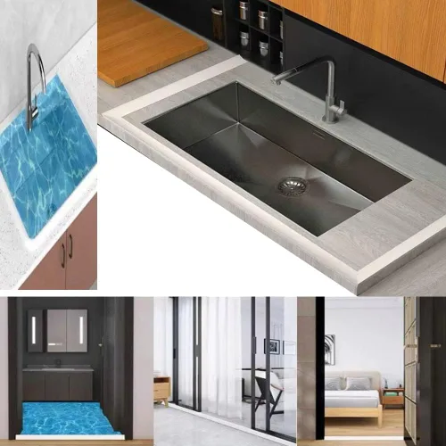 Vista 8 de Presa de ducha autoadhesiva, bloqueador de agua de ducha para cocina y baño, protector de ducha, umbral de ducha para bañera, borde de encimera