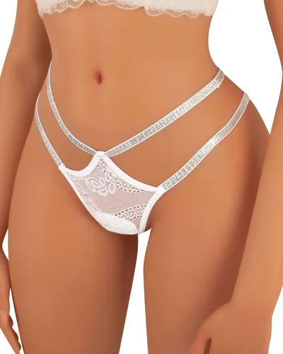 Vista 106 de Ropa interior con purpurina transpirable con encaje sexy para mujer