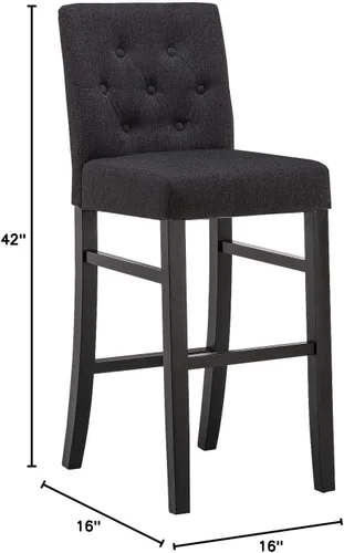 Vista 3 de Juego de 4 taburetes de bar de 30 pulgadas de altura de mostrador con respaldo de tela, sillas de bar modernas con altura de asiento, taburetes