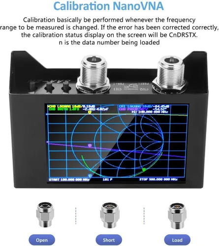Vista 8 de AURSINC NanoVNA SAA-2N V2.2 Analizador de antena con kit de testboard, analizador de red vectorial tipo N de 4 pulgadas 50KHz-3GHz con bolsa