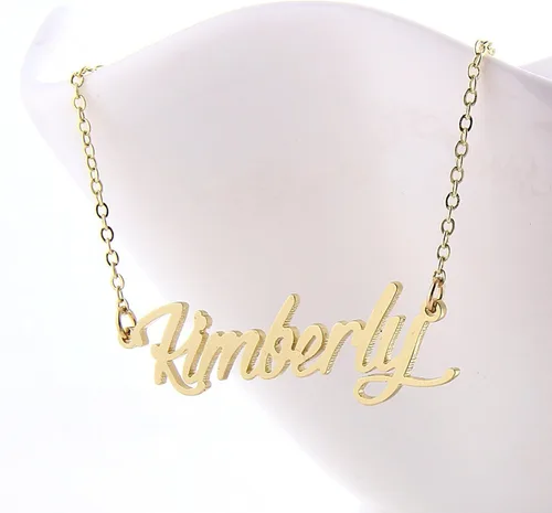 Vista 3 de HUAN XUN - Collar con nombre personalizado en plata dorada