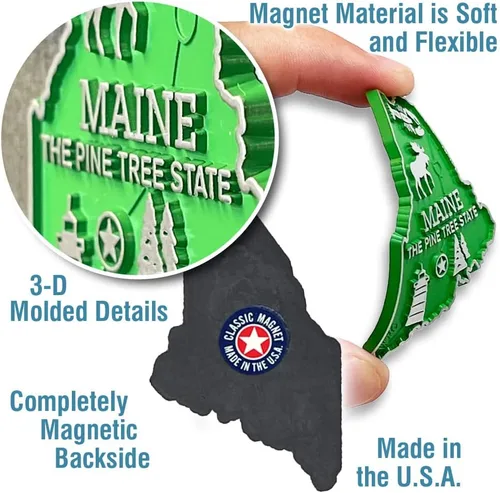 Vista 3 de Imán con diseño de mapa de estado, Maine