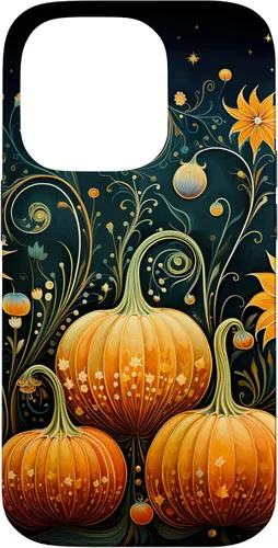 Vista 17 de Funda floral para iPhone 16 Pumpkins Vintage Otoño Otoño