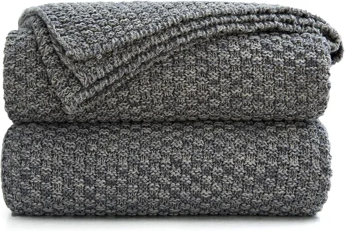 Vista 20 de Longhui bedding - Manta de punto negra para sofá, suave, acogedora, lavable a máquina, 100% algodón, manta de sofá, pesada, de 2.5 libras, bolsa