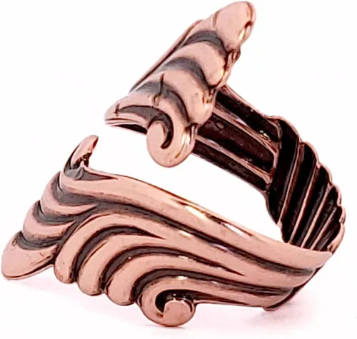 Vista 4 de Anillo de desplazamiento de cobre, anillo de derivación de cobre sólido, joyería de cobre puro ajustable