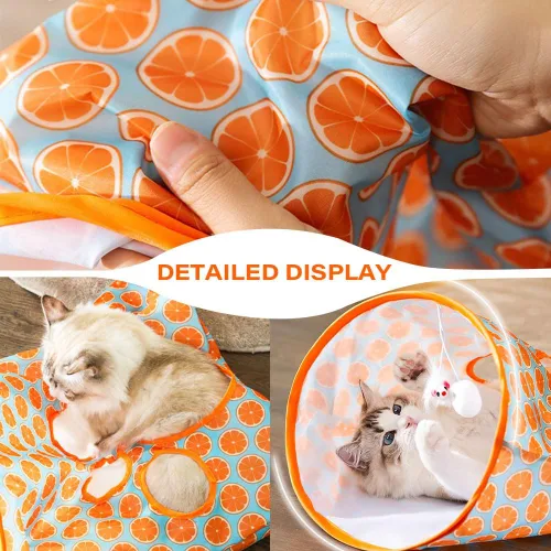 Vista 3 de AIIONP Bolsa de túnel para gatos, tubos interactivos para gatos para mascotas, sonido de arena, bola de felpa, ideal para razas medianas y pequeñas