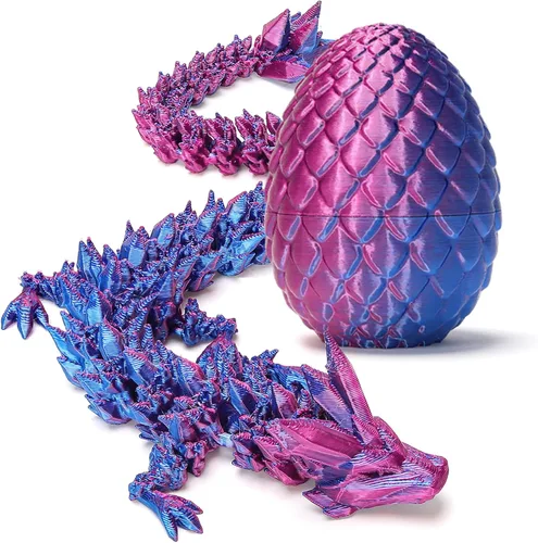 Vista 9 de Zobetro Dragón Impreso en 3D con Huevo Sorpresa, Dragón de Cristal Articulado en Huevo, Juguetes de Escritorio Fidget de Dragón Ejecutivo, Regalos