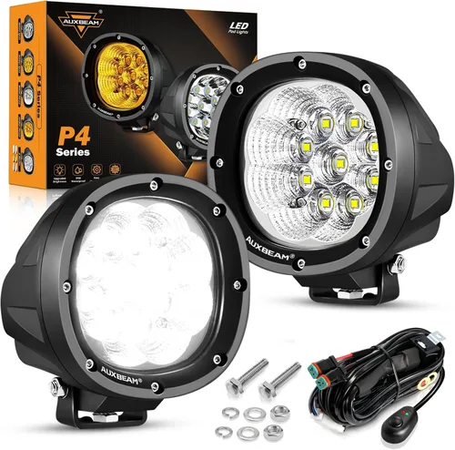 Vista 16 de Auxbeam C4 Series - Fundas protectoras redondas negras de 4 pulgadas, a presión, par PC Protective Covers, Snap-On Tool-Free Installation, Shields