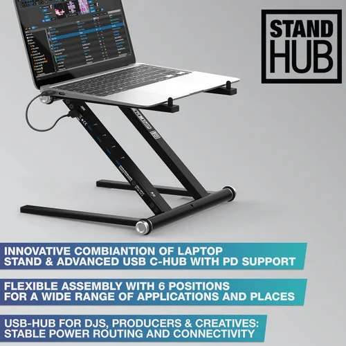 Vista 9 de Reloop Soporte avanzado para portátil con USB-C PD Hub (AMS, negro (AMS-STAND-HUB)