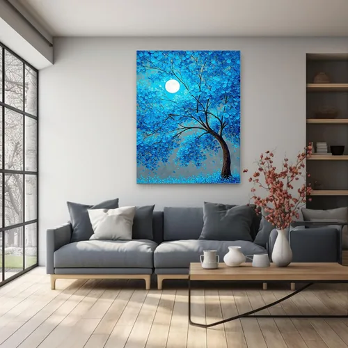 Vista 3 de VOCBAN Modern Artwork Colourful Tree Of Life Wall Art Canvas Picture Print Painting Botanical Artwork for Bathroom Living Room Bedroom(blue blue 80
