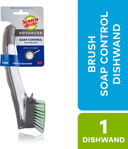 Vista 3 de Scotch-Brite avanzado - Mango de control de jabón con cepillo, fácil de usar, antimicrobiano, duradero y reutilizable; y mango de control de jabón