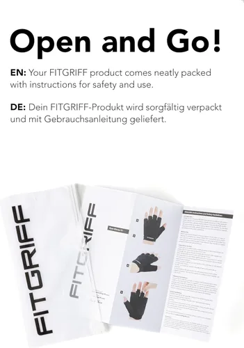 Vista 7 de Fitgriff® Guantes de entrenamiento (acolchados) para hombres y mujeres, guantes de gimnasio sin dedos para levantamiento de pesas, entrenamiento