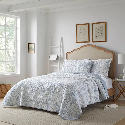 Vista 4 de Laura Ashley - Juego de edredón individual, juego de ropa de cama reversible de algodón con funda de almohada adicional, decoración del hogar