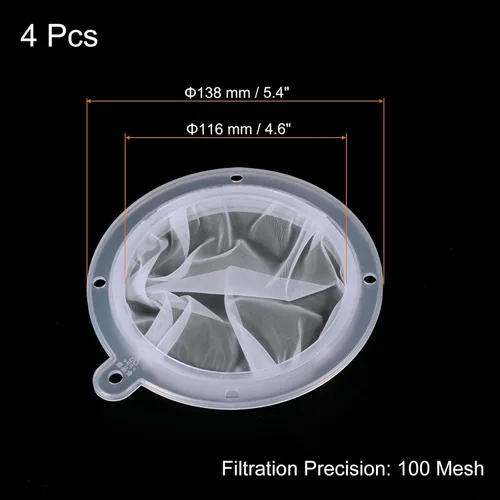 Vista 2 de PATIKIL Filtro de alimentos de 5.4 pulgadas de diámetro exterior, paquete de 4 filtros de malla de 100 filtros de malla fina para jugo, café