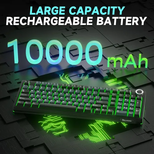 Vista 7 de SOLAKAKA KI99 Pro - Teclado mecánico inalámbrico con interruptor silencioso, interruptores preiluminados intercambiables en caliente, teclado