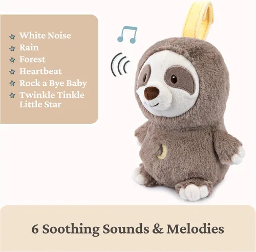 Vista 4 de GUND Baby Lil' Luvs On The Go Calmante de Perezoso para Bebés y Recién Nacidos, Animal de Peluche de Perezoso, Juguete con Sonido, Marrón/Crema, 6