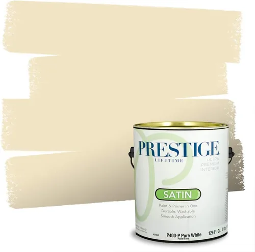 Vista 264 de PRESTIGE Pinturas de pintura exterior e imprimación en uno, 1 galón, plano, combinación comparable de Benjamin Moore* Manzanilla*