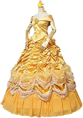 Vista 3 de Fortunehouse Vestido de princesa para mujer y niña, color amarillo