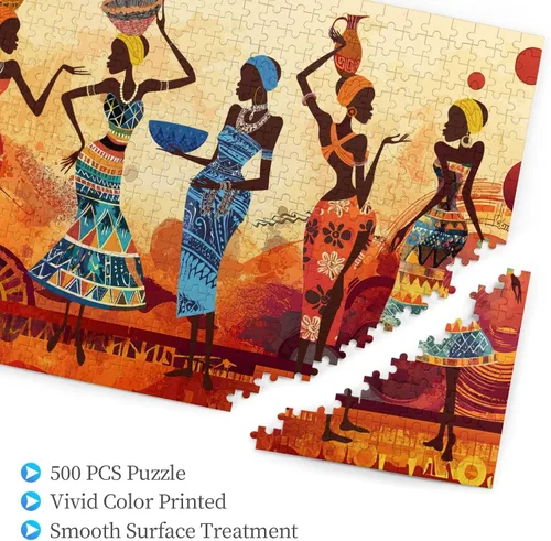 Vista 2 de Rompecabezas de 500 piezas para mujeres afronegras para adultos, Biblia América, mujer africana, fiesta, arte y baile, citas inspiradoras
