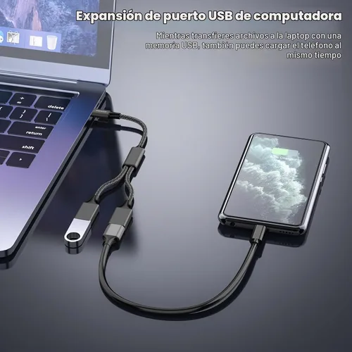Vista 3 de MOGOOD Cable USB C macho a doble USB hembra tipo A 2.0 OTG Splitter Negro