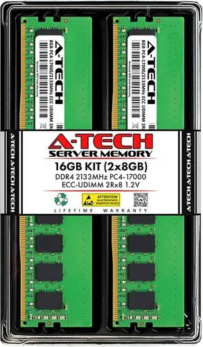 Vista 50 de A-Tech Servidor 4GB DDR4 2133MHz PC4-17000 ECC UDIMM 1Rx8 Rango único 1.2V ECC sin búfer DIMM 288-Pin Server & Workstation RAM módulo
