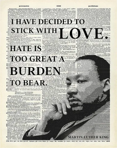 Vista 10 de Arte inspirador de pared de diccionario de Martin Luther King, MLK, decoración del hogar, póster reciclado para decoración de oficina o habitación