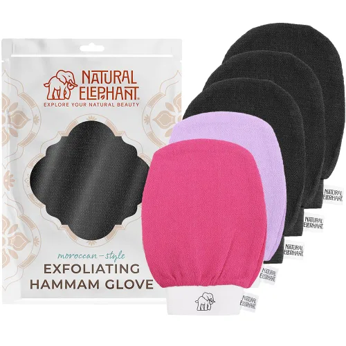Vista 12 de Natural Elephant Guantes exfoliantes para hammam, guantes exfoliantes faciales y corporales, paquetes de 5 y 10