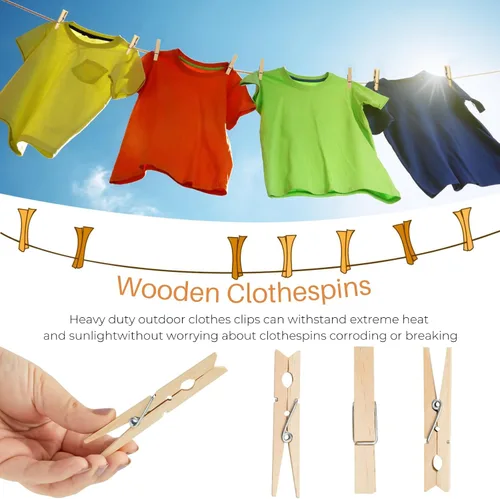 Vista 4 de LOTIMOYIA Pinzas de madera para ropa, 3.55 pulgadas, paquete de 46
