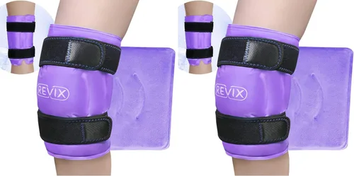 Vista 10 de REVIX Paquete de hielo XL para recuperación de reemplazo de rodilla, envoltura de hielo con compresión fría para molestias y fatiga, paquete frío