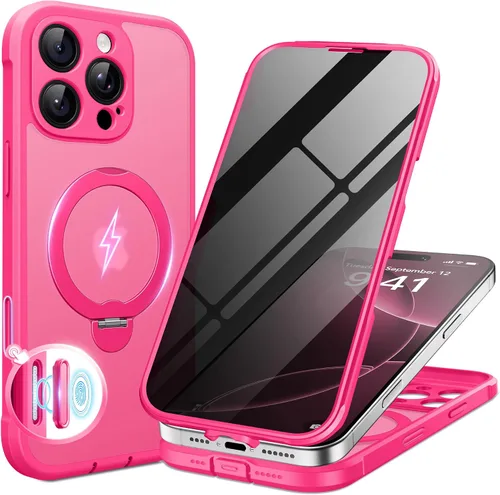 Vista 12 de BERFY Funda para iPhone 12 Pro Max, compatible con MagSafe, protector de pantalla de privacidad integrado y protección de cámara, antiespía