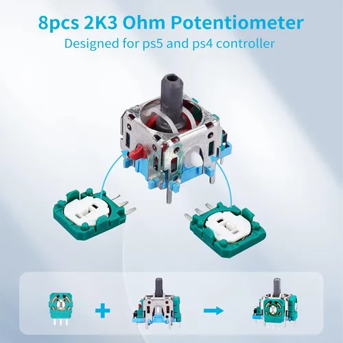 Vista 2 de Joysticks Replacement for PS5 Controller, AOLION 3D PS5 Joystick Module Parts, 55 PCS PS5 Controller Replacement parts with 8 Potentiometer, 2