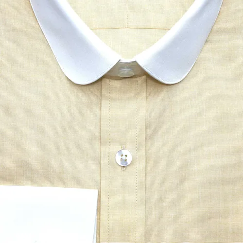 Vista 2 de John Clothier Persianas redondas con cuello redondo para hombre, 100% lino, rayas marrones, lino europeo 900-31