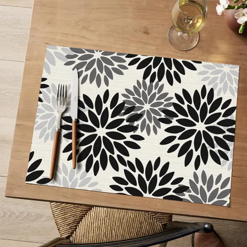 Vista 2 de Artoid Mode - Juego de 4 manteles individuales de vinilo con diseño floral, resistentes al calor, lavables, antideslizantes, de PVC, para decoración
