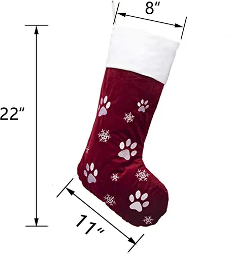 Vista 6 de GEX Medias de Navidad para perro, gato o mascota, de 22 pulgadas, forro acolchado grande, bordado, de lujo, encantador, terciopelo, adornos