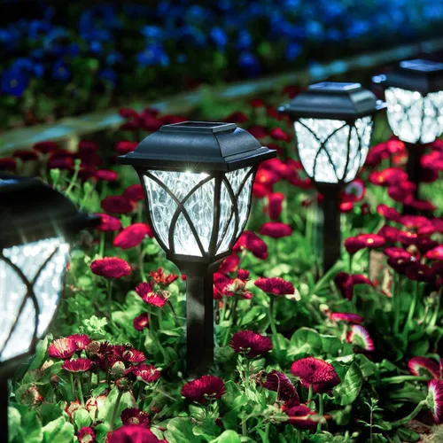Vista 8 de GIGALUMI Paquete de 6 luces solares impermeables para exteriores, luces LED solares de jardín, decoraciones al aire libre, decoración de jardín