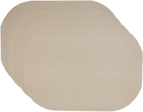 Vista 8 de Juego de 4 manteles individuales rectangulares de vinilo Tan Dot