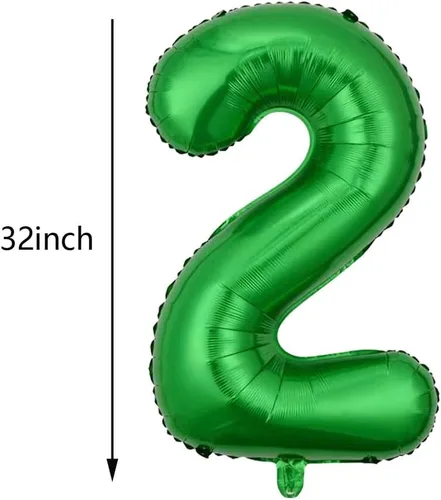 Vista 2 de 5 globos de aluminio de tractor verde para tractor número 2, globos de aluminio de Mylar para decoración de fiesta de segundo cumpleaños
