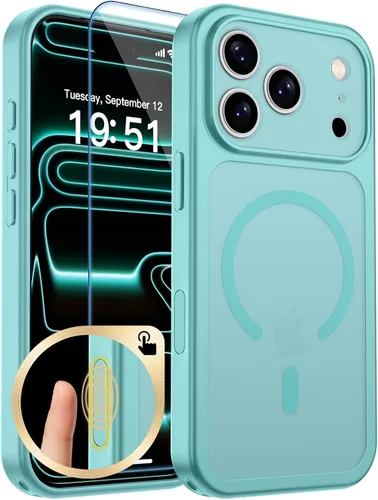 Vista 285 de zapica Funda magnética para iPhone Air, con protector de pantalla de vidrio templado, compatible con MagSafe, translúcida mate, a prueba de golpes