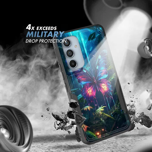 Vista 723 de Funda para Galaxy A14 5G, resistente de doble capa híbrida de policarbonato duro, goma suave, a prueba de golpes, funda protectora resistente
