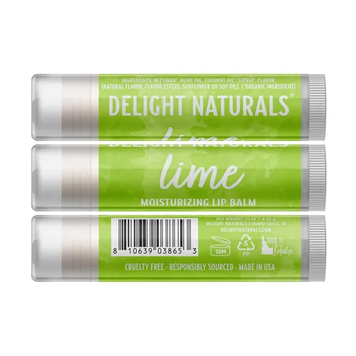Vista 3 de Delight Naturals Set de bálsamo labial de frutas tropicales - Coco, Lima, Piña