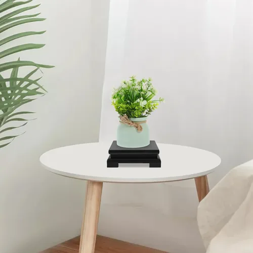 Vista 6 de Cabilock Soporte de pedestal cuadrado de madera, paquete de 2 soportes de exhibición de base de madera de 5.9 pulgadas para florero, maceta