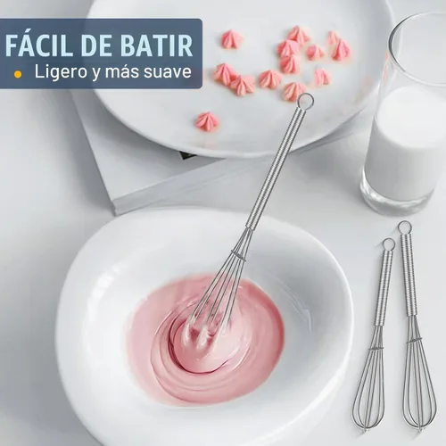Vista 8 de Eddeas Batidor Pequeño de Acero Inoxidable, juego de 3 batidor de alambre mini, 12,7 cm, 15,24 cm y 17,78 cm, batidores pequeños perfectos