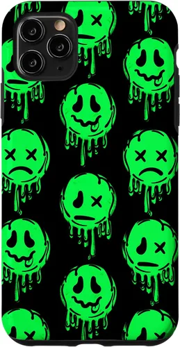 Vista 13 de Melting Happy Face Smile Trippy Sad Face Graffiti Green Case for iPhone 17