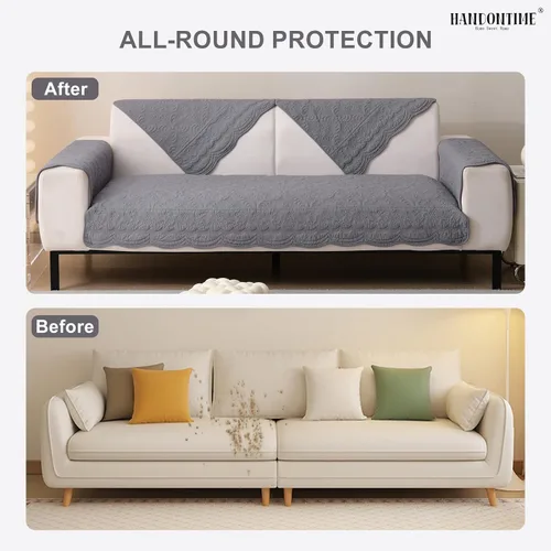 Vista 8 de HANDONTIME Funda de sofá de algodón suave apta para mascotas, elegante funda de sofá para mascotas con bordado, protector de sofá para perros